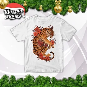 Футболки с полной запечаткой: тигр в цветах